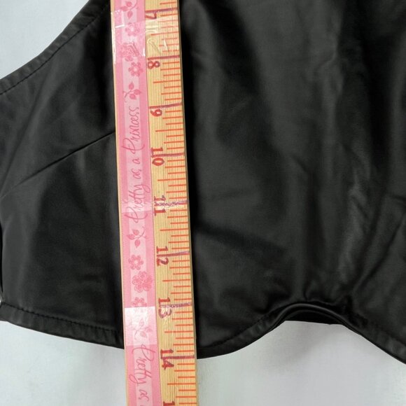 Black Faux Leather Corset Style Crop Top Sleeveless Underbust Size M - Picture 6 of 11